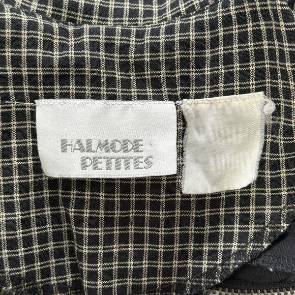 Vtg Shirt Dress Petite Large Black Tan Velvet Vest Grunge Cottage Modest 80s 90s - Picture 14 of 14